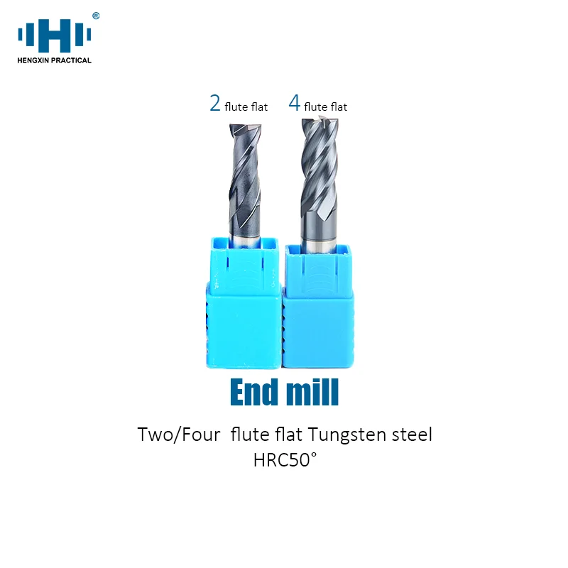 HENGXIN 2 канавки плоские фрезерные инструменты HRC50 Концевая фреза CVD высокая