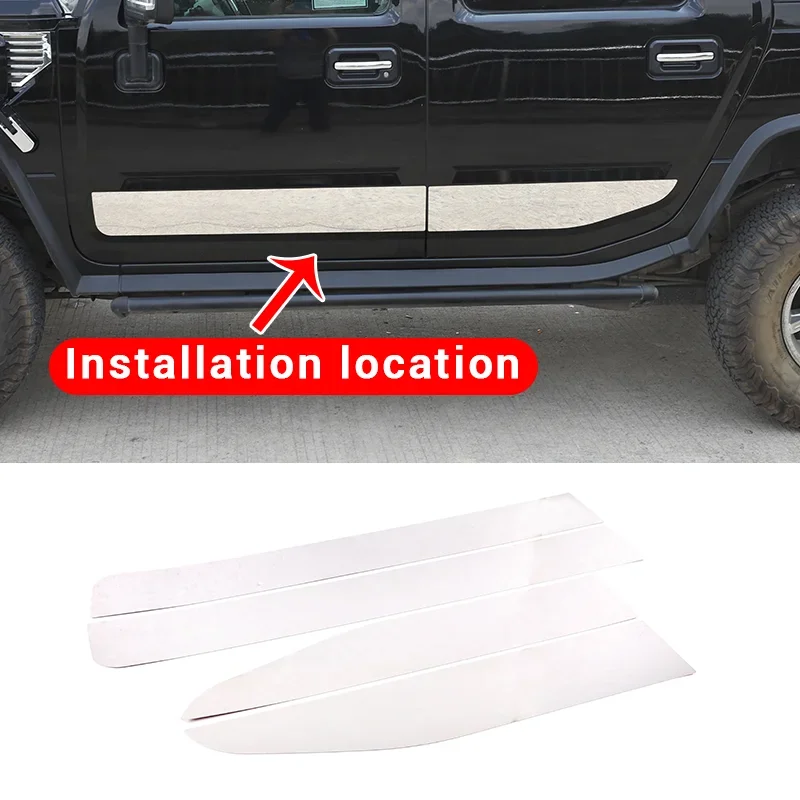 

For Hummer H2 2003-2009 Stainless Steel Bright Silver Car Body Door Protective Trim Strips Stickers Car Exterior Accessories