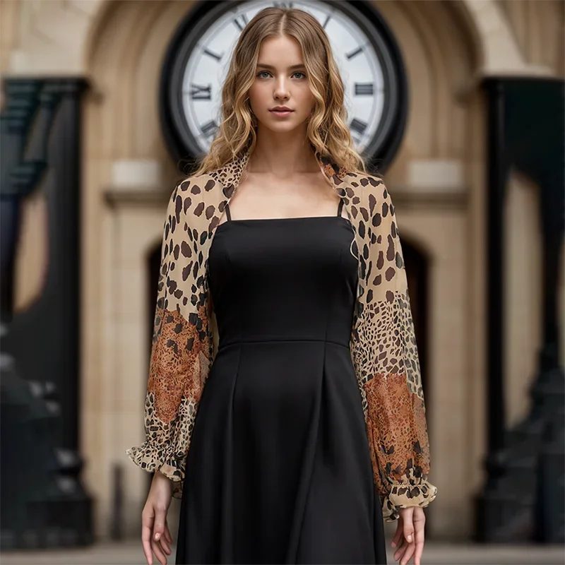 Женский шифоновый шарф с леопардовым принтом 150x48 см