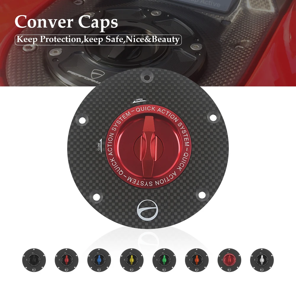 

Carbon Fiber Motorcycle Keyless Quick Release Tank Fuel Gas Fuel Caps Cover for DUCATI V4 Panigale Streetfighter Superleggera