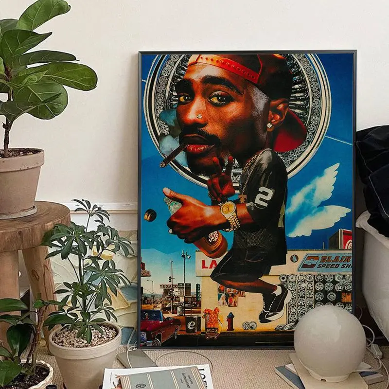 Легендарный Рэпер Хип-хоп певец Тупак аниме постеры Ретро Стикеры из крафтовой