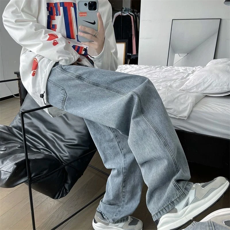 4 Colors Wide Leg Jeans Men Fashion Summer Casual Retro Straight Jeans Men Streetwear Loose Hip Hop Denim Pants Mens Trousers