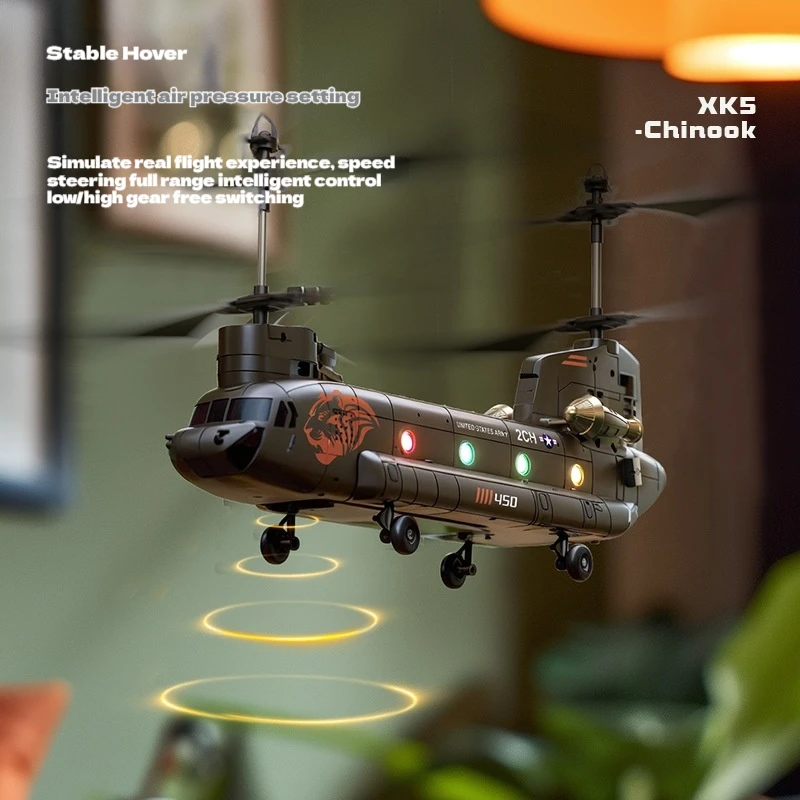 Фото Rhsky Chinook Вертолет с дистанционным управлением Американский симулятор Квадрокоптер Тяжелый транспорт Вооруженный боевой дрон Игрушка в подарок №3