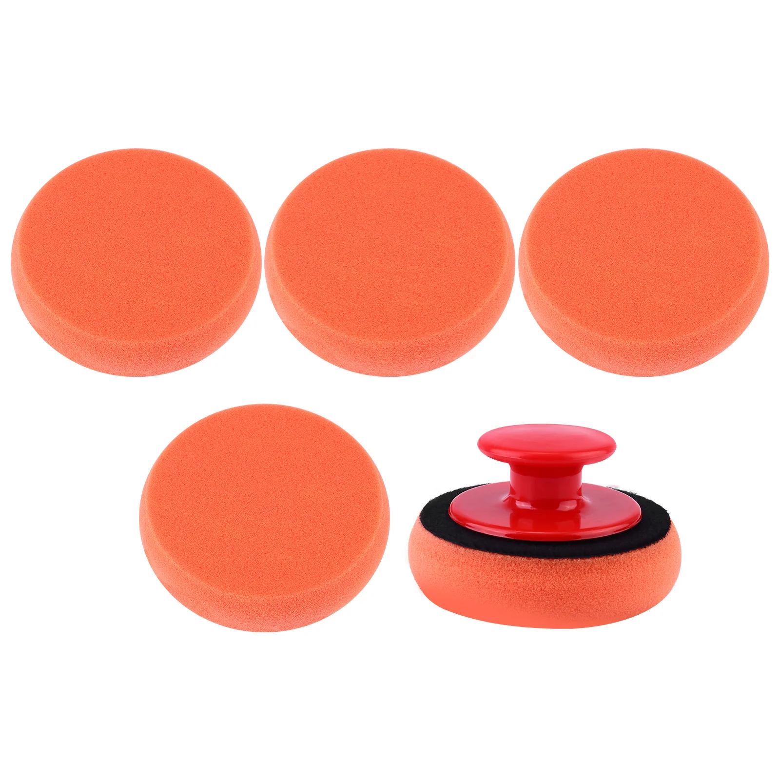 

6 Pcs Car Polishing Sponge Cars Pad Sanding Buffing Kit Handle Universal Tool Pads Microfiber Wax Applicator