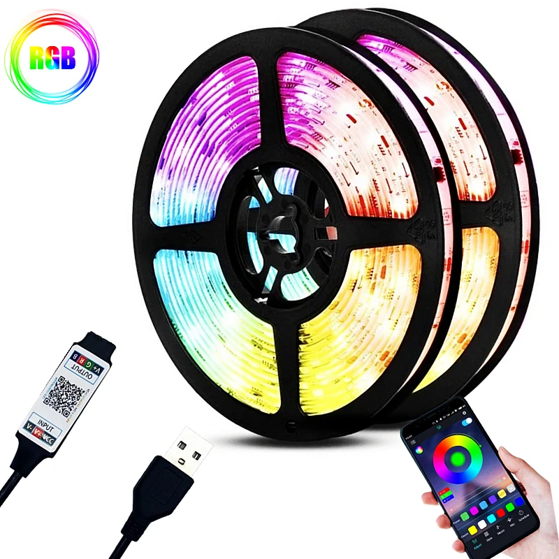 

LED Strip Light 5V USB RGB 2835 Bluetooth Control Luces Flexible Lamp Tape For Festival Fita Bedroom Tira TV Backlight Decor Luz