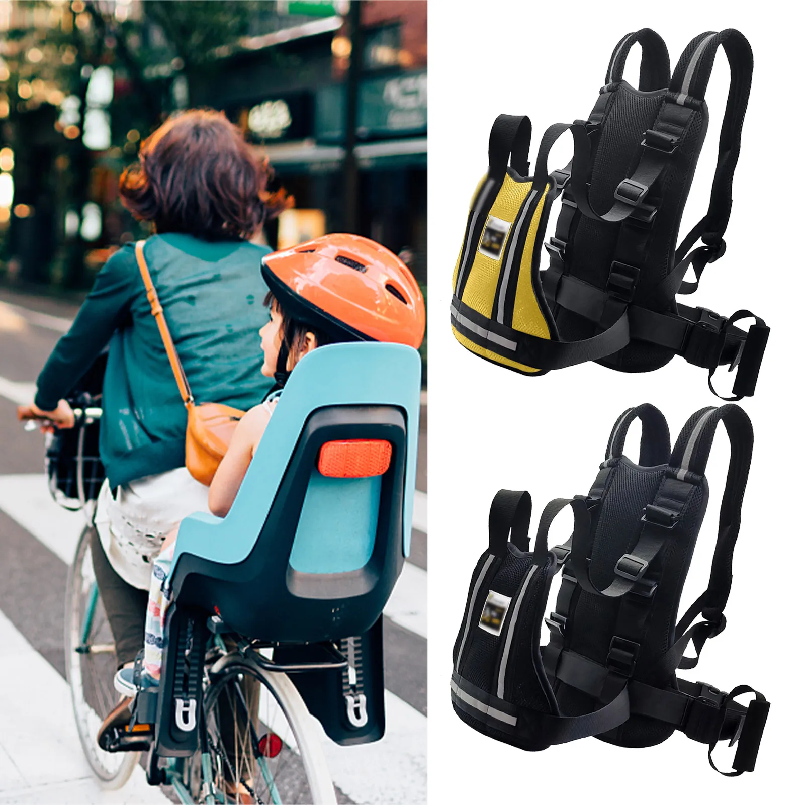 

Adjustable Breathable Shoulder Straps Kids Children High Strength Motorcycle Bicycle Bike Safety Seat Belt Strap Harness