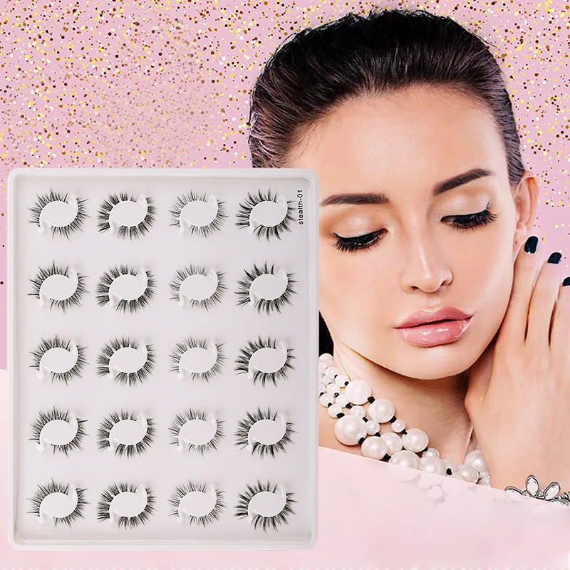 20 пар накладных ресниц с ручной заточкой и мультяшным рисунком Барби натуральный