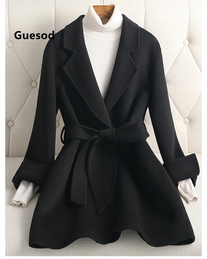 

Guesod Women Short Wool Coat Double Sided Wool Coat Female Korean Woolen Outerwear New