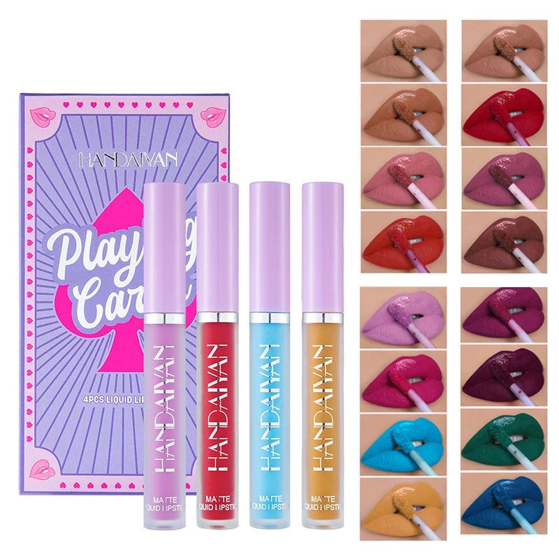 

4Pcs Lip Gloss Transparent Non-Stick Cup Waterproof Lipgloss Lipstick Set Long Lasting For Glossy Radiant & Matte Lip Gloss