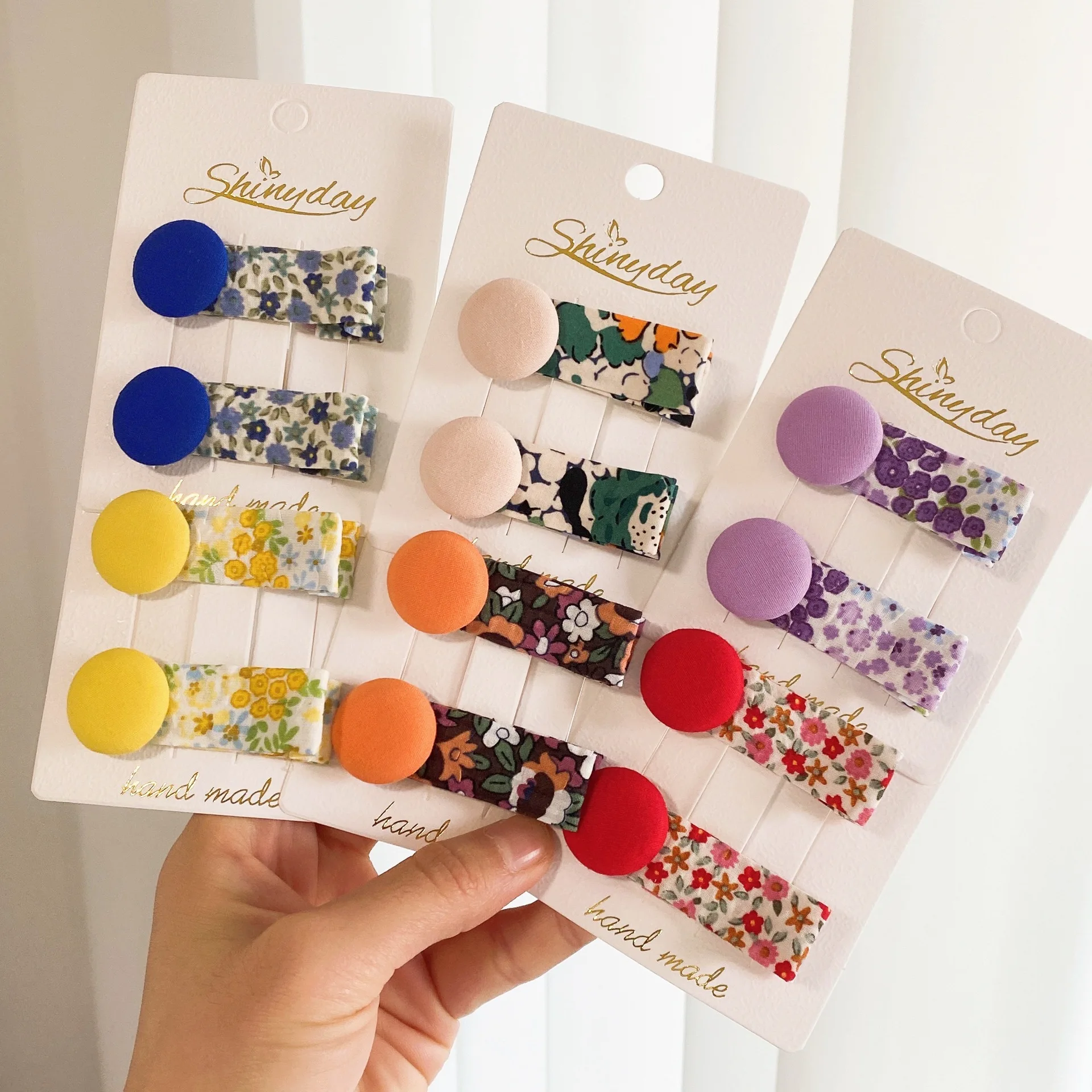 

Милые заколки для волос в форме пуговиц цветочный принт аксессуары для волос для маленьких девочек заколки для волос детские заколки Детск...