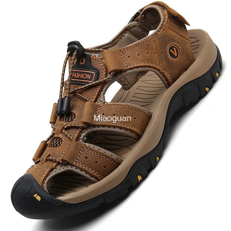 

2023 PU Leather Men Casual Shoes Summer New Large Size Mens Sandals Men Sandals Fashion Sandals Slippers Non-slip Big Size 38-47