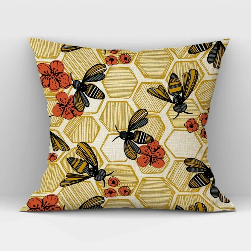 

Чехол для подушки F&G, льняной, птицы, 45x45 см