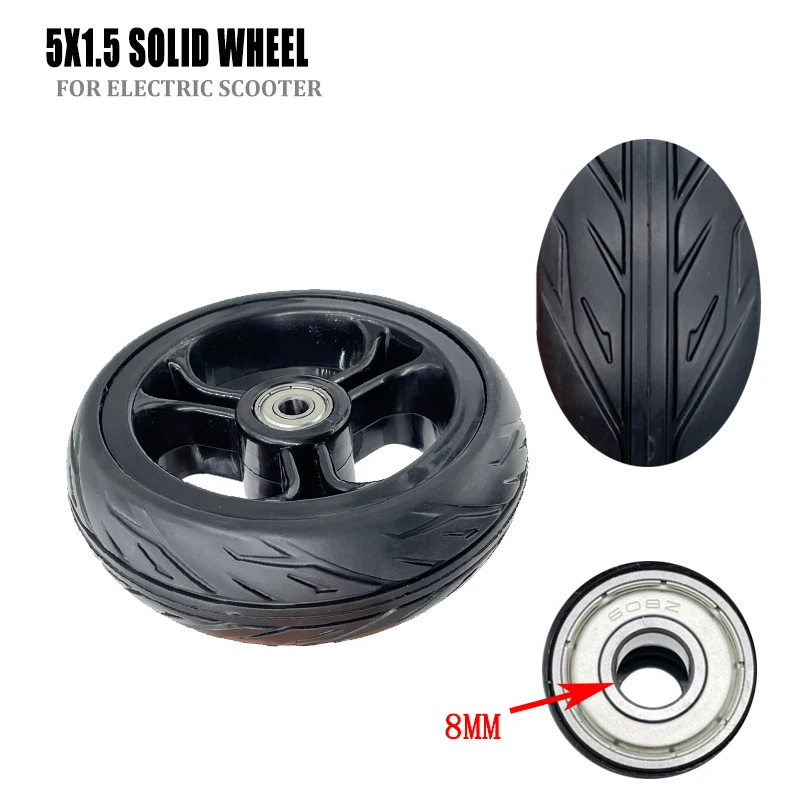 

5 Inch 5x1.5 Solid Tyre Durable Rear Wheel Scooter For Electric Scooter Solid Tire Whole Wheel With Wheel Hub Rubber Part