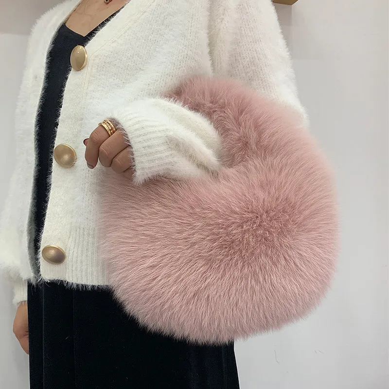 Women's Fur Handbags Niche Design Popular Fox Fur Bags Women's Handbags 2022 New High-End Simple Fashion Handbags