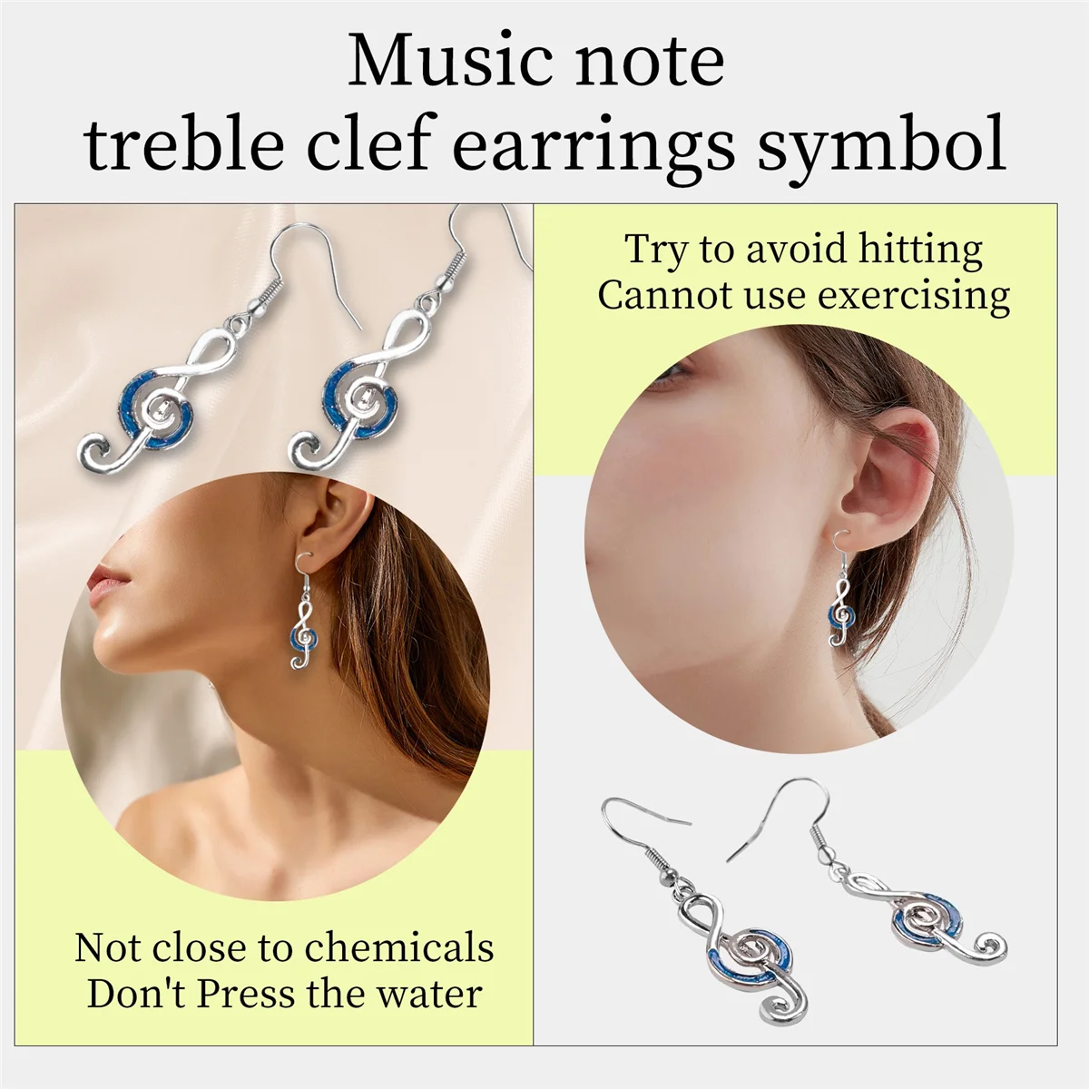 Изысканные серьги с музыкальным символом скрипичным ключом нотами