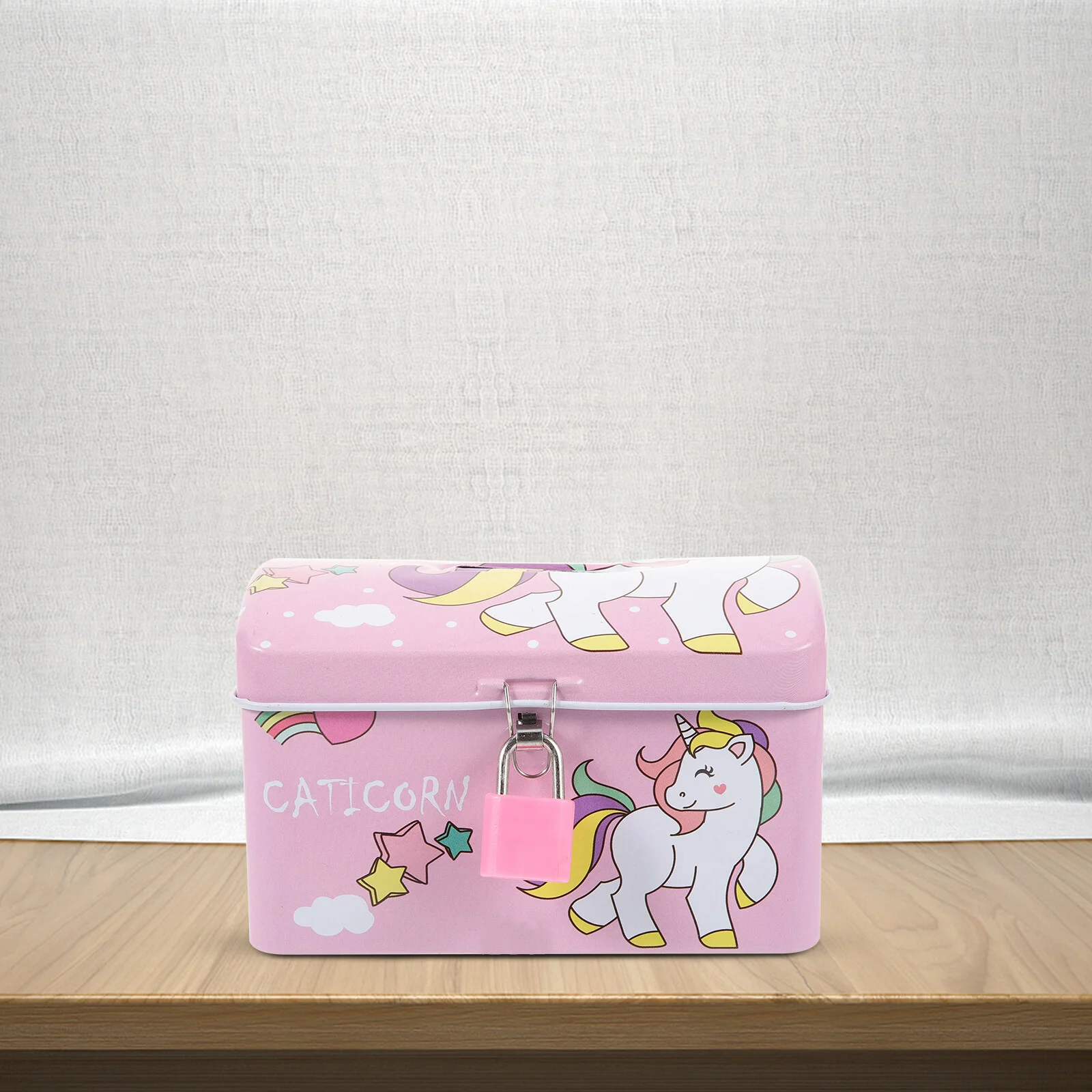 

Unicorn Printed Saving Pot Cartoon Coin Container Adorable Money Pot with Lock