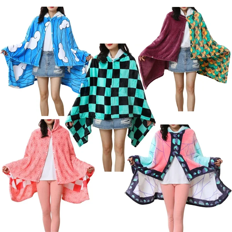 Одеяло в стиле аниме плащ демон Незуко карнавальный костюм толстовка с капюшоном