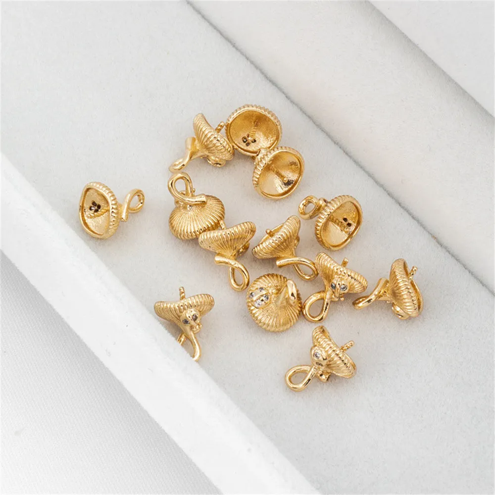 

14K gold with zirconia threaded cap pin diy accessories bead cap pearl round beads handmade ornamental chain jewelry materials
