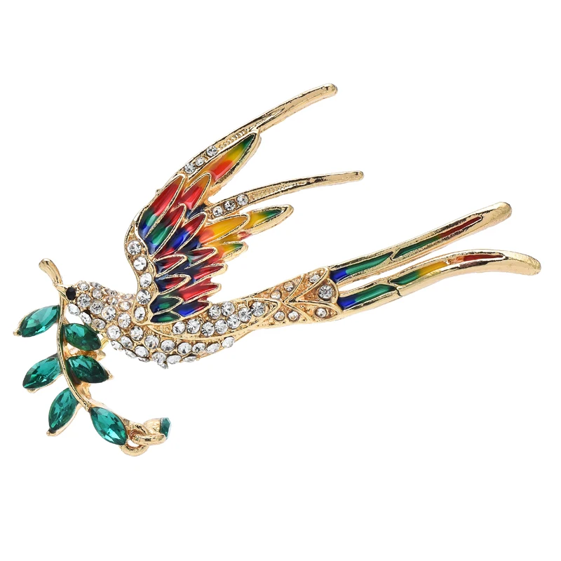 

Wuli&baby Flying Swallow Brooches For Women Unisex Enamel Rhinestone Bird With Willow Branches Animal Brooch Pins Gifts
