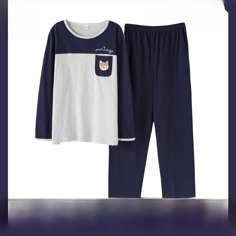 Modal Pajamas Men's Spring and Autumn Cotton 2023 New Can Be Worn outside Youth Winter Long sleeve Home Wear Set