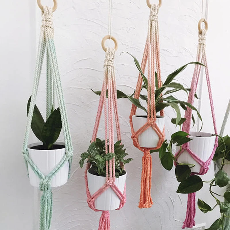 

New arrival macrame plant holder pot holde plant hanging indoor Gradient Color
