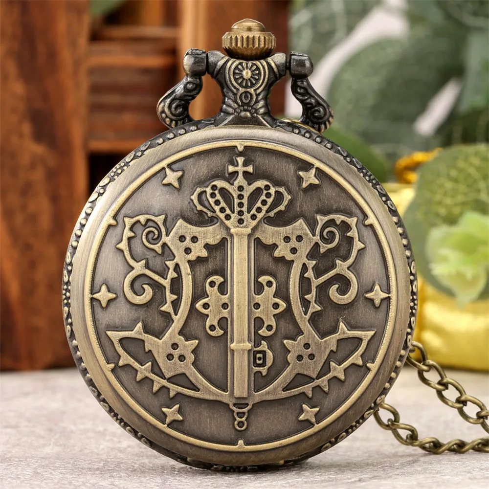 

Vintage Anime Kuroshitsuji Black Butler Quartz Pocket Watch Men Women Necklace Pendant Clock Fob Chain Retro Steampunk Timepiece