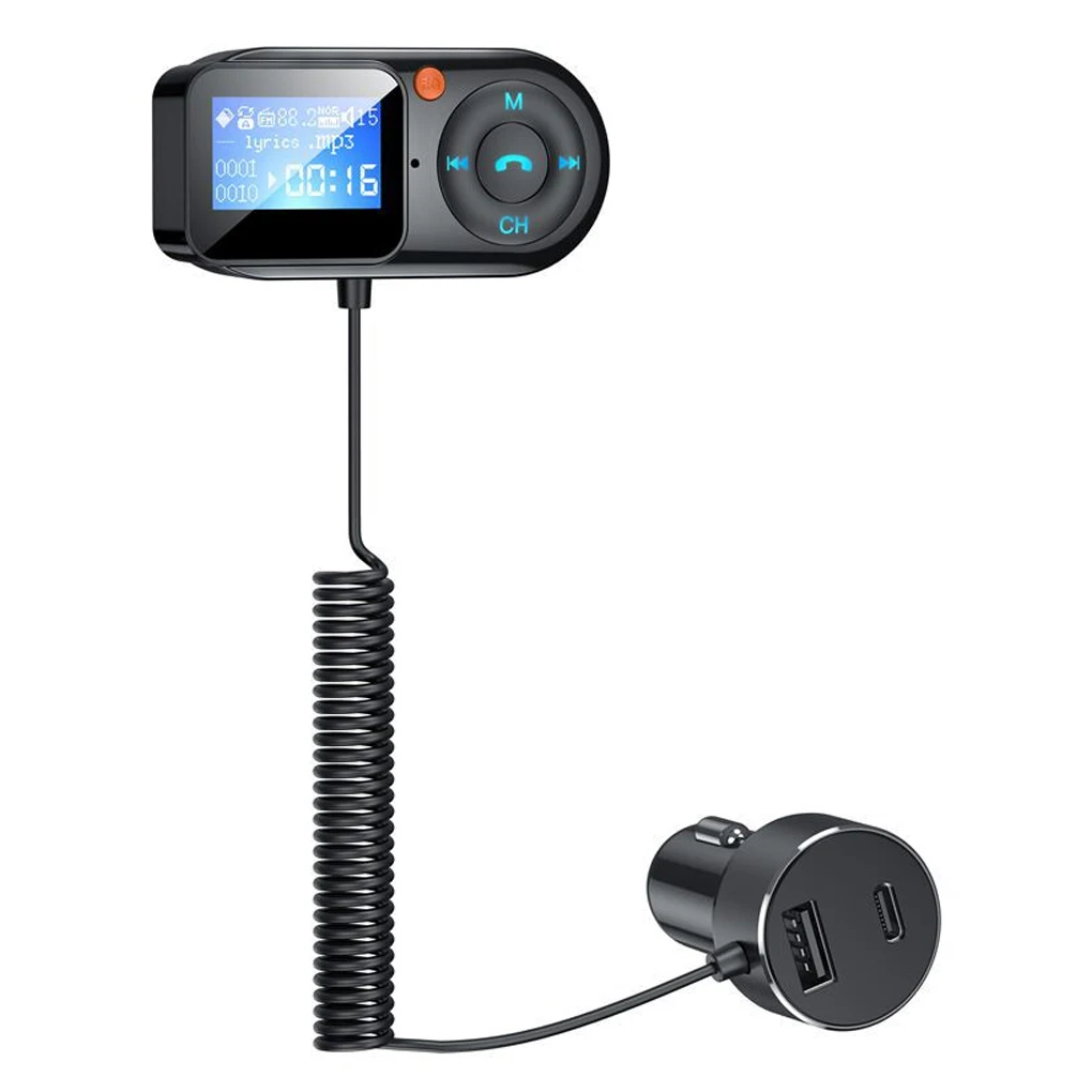 

Automobile Audio Adapter Bluetooth-compatible LED Screen Double USB Noise Cancelling Fast Charging Hands-free Radio Transmitter