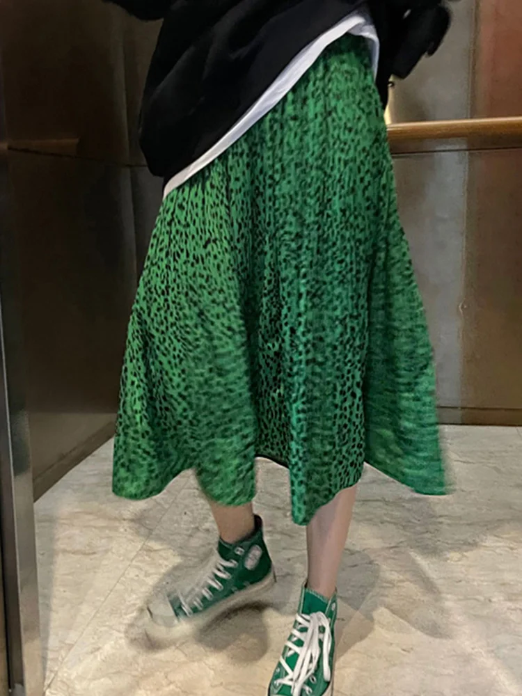 

Женская плиссированная юбка до середины икры, эластичная юбка контрастных цветов с высокой талией и принтом, м014, осень-лето 2022