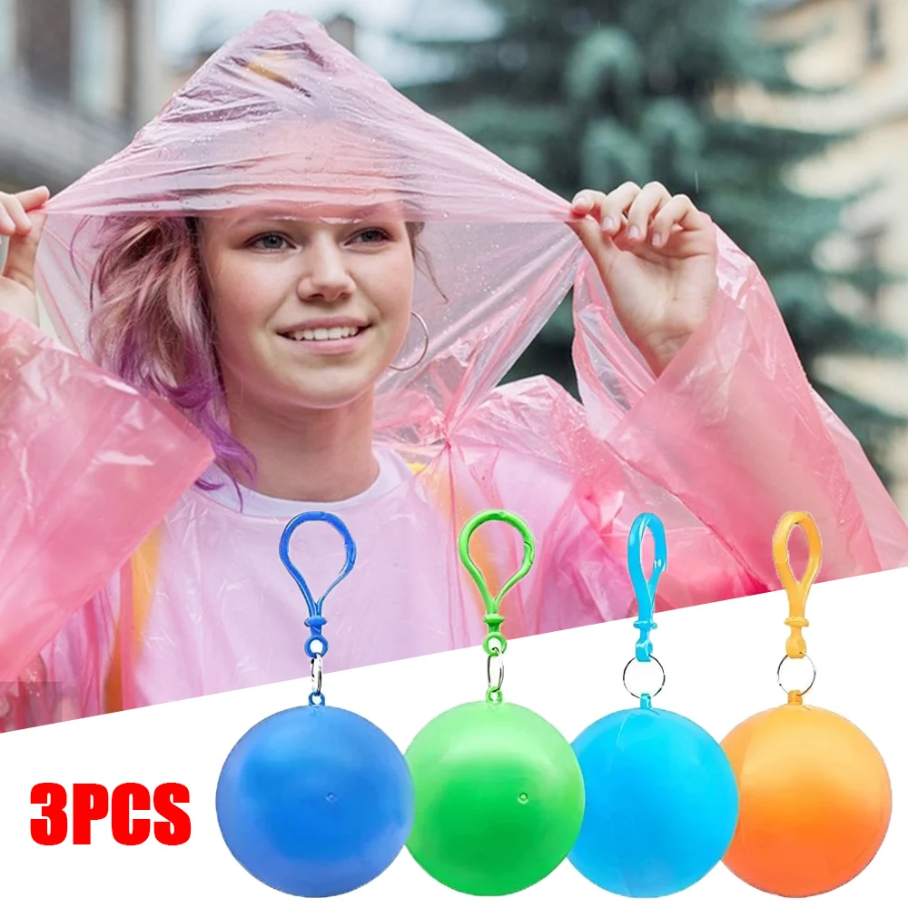 

Disposable Raincoats Cape for Adults Portable Mini Raincoatball Thicken Emergency Waterproof Raincoats Ball with Keychain Unisex