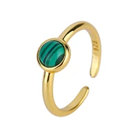 new 18k gold creative simple turquoise ring women girl fine opening adjustable kpop accessoires luxury jewelry vintage gift