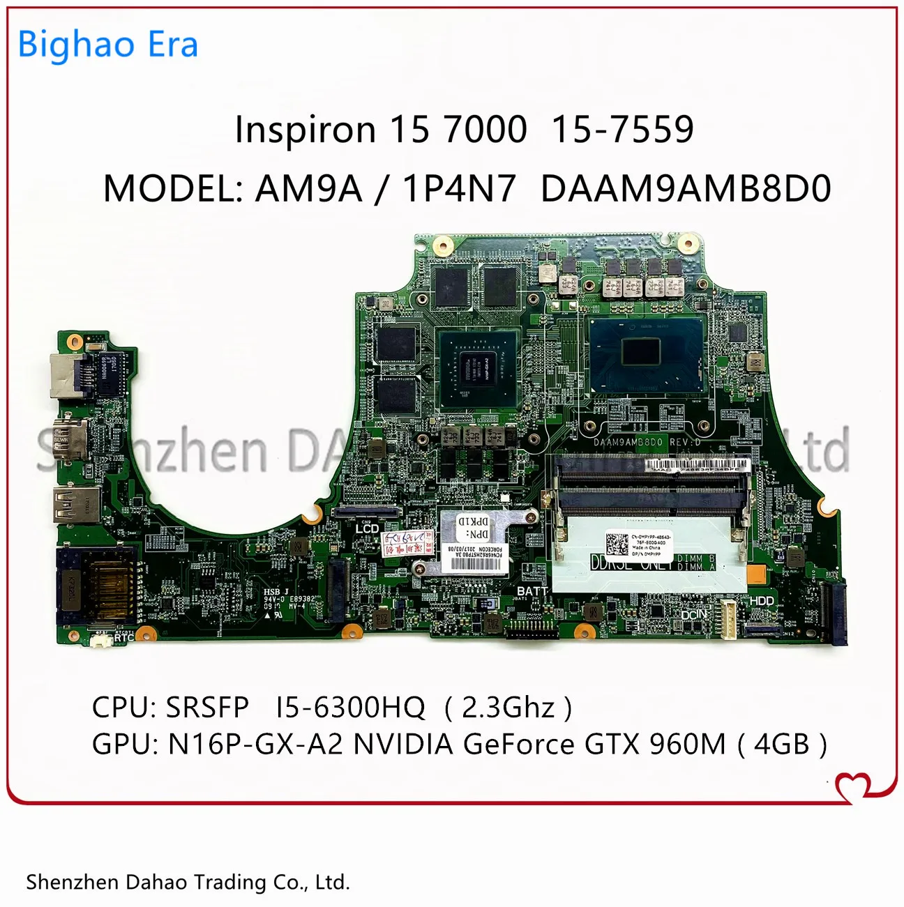 

Материнская плата DAAM9AMB8D0 для ноутбука Dell Inspiron 15 7559, материнская плата для ноутбука, системная плата 0NXYWD W/Φ GTX960 4G-GPU 100%, полностью протестирова...
