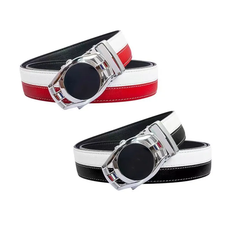 New golf belt men's and women's belts leather automatic buckle belt leather belt gift box