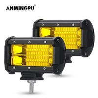 anmingpu 5inch white yellow led light bar 12v 24v 72w spot beam led work light bar for off road jeep truck 4x4 atv car fog light