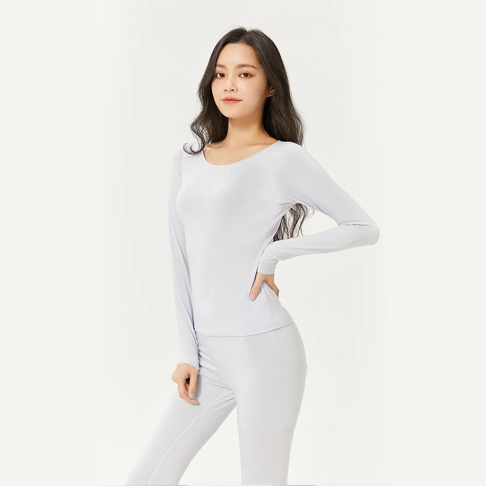 OhSunny Women's Thermal Underwear Set Solid Winter Clothes Warm Intimates Long Johns For Ladies Girl 2 Piece Sets Lingerie Set