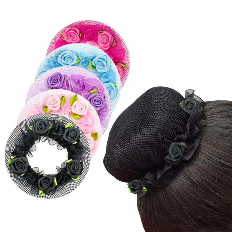 

1PC Cute Flower Banded Hair Hair Net Reusable Ballet Dancewear Headwear Girls Hair Bands Elastic Mesh Hairwear Hair Accessories