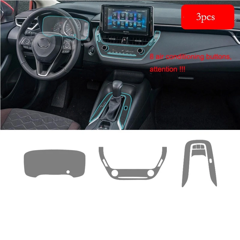 Фото Защитная пленка из ТПУ для Toyota Corolla 2019-2022, автомобильное центральное управление, воздушная дверь, панель приборной панели, аксессуары против царапин №2