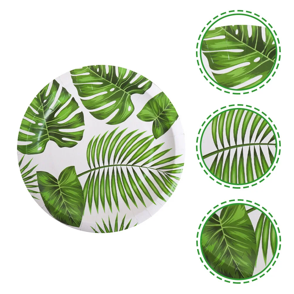 

30pcs Tropical Paper Monstera Leaves Serving Dish Cheese Platter Appetizer Trays Hawaiian Party Supplies for Snack Dessert Nuts