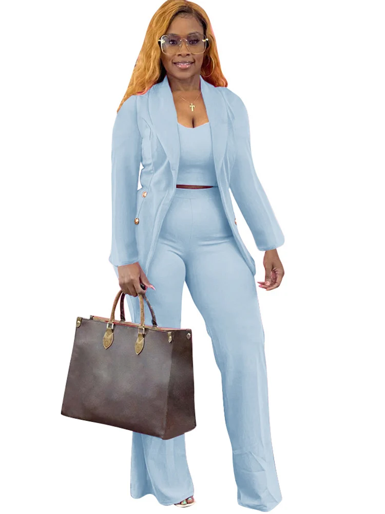 

3 Piece Blazers Sets African Clothes Women Traditional Africa Clothing 2022 Spring Autumn New Solid African OL Blazer Pants Suit