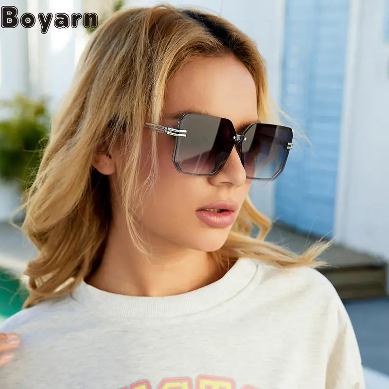 

Boyarn 2022 Fashion Oversized Square Sunglasses Women Big Frameless Sun Glasses Men Eyewear UV400 Goggles Shades Gafas De Sol