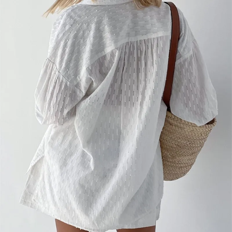 Весенняя однотонная рубашка комплект из двух предметов для женщин летние