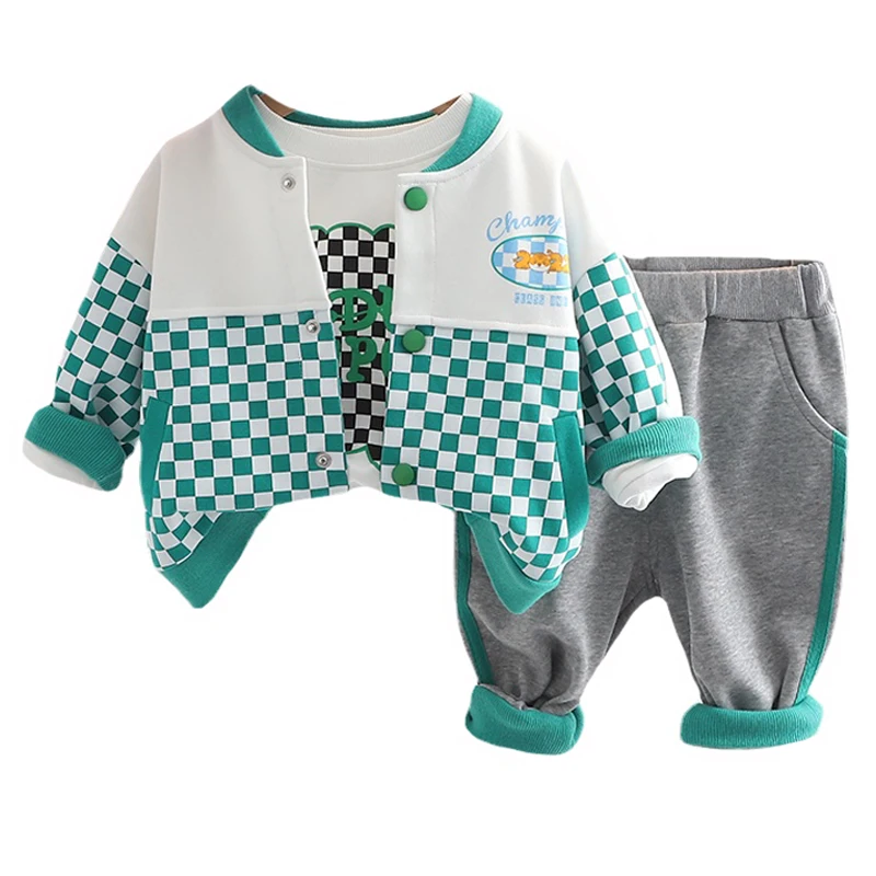 

Baby Boys Girls Clothing Sets 2022 Autumn Kids Clothes Infant Outfits Cartoon Tiger Plaid Coats T Shirt Pants Children Tracksuit