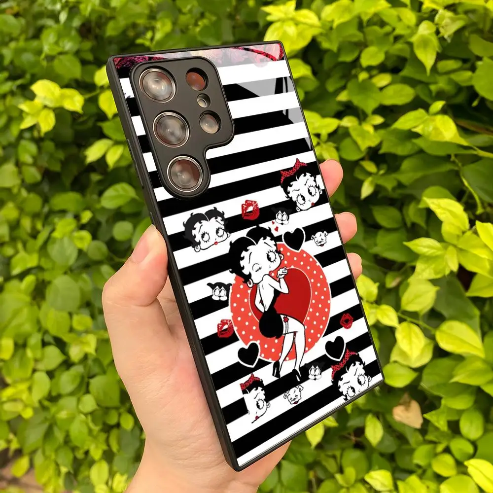 Чехол для телефона B-Betty-Cute-Boop Samsung Galaxy S24 S23 S22 S20 S21 Note20 Ultra Plus Fe цветной серебряный