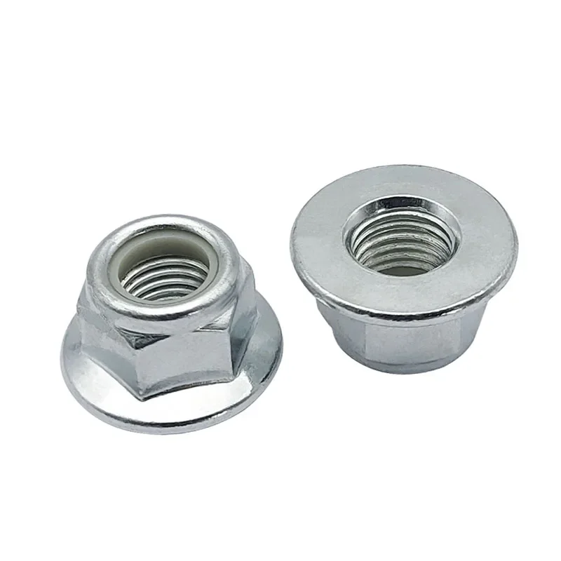 

3 ~ 10 шт. Шестигранная Фланцевая нейлоновая самоблокирующаяся гайка M3 M4 M5 M6 M8 Шестигранная Фланцевая Стопорная гайка никелированная/белая цинковая