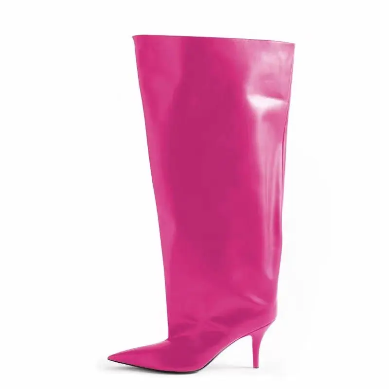 2023 Europe and America New Pointed Sleeve Thigh Boots Fashion Big Tube Thin High Heels 45 Size Knee Length Women's Boots