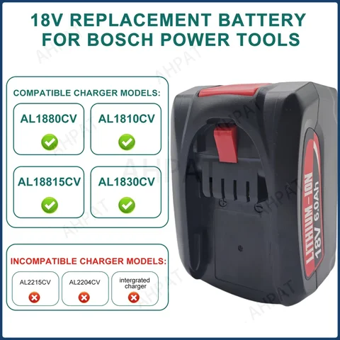 ✅ Для замены аккумулятора домашнего инструмента Bosch (6.0AH 18V): совместим с серией PBA/PSB/PSR, поддерживает зарядку AL1880CV/AL18815CV. 🔋