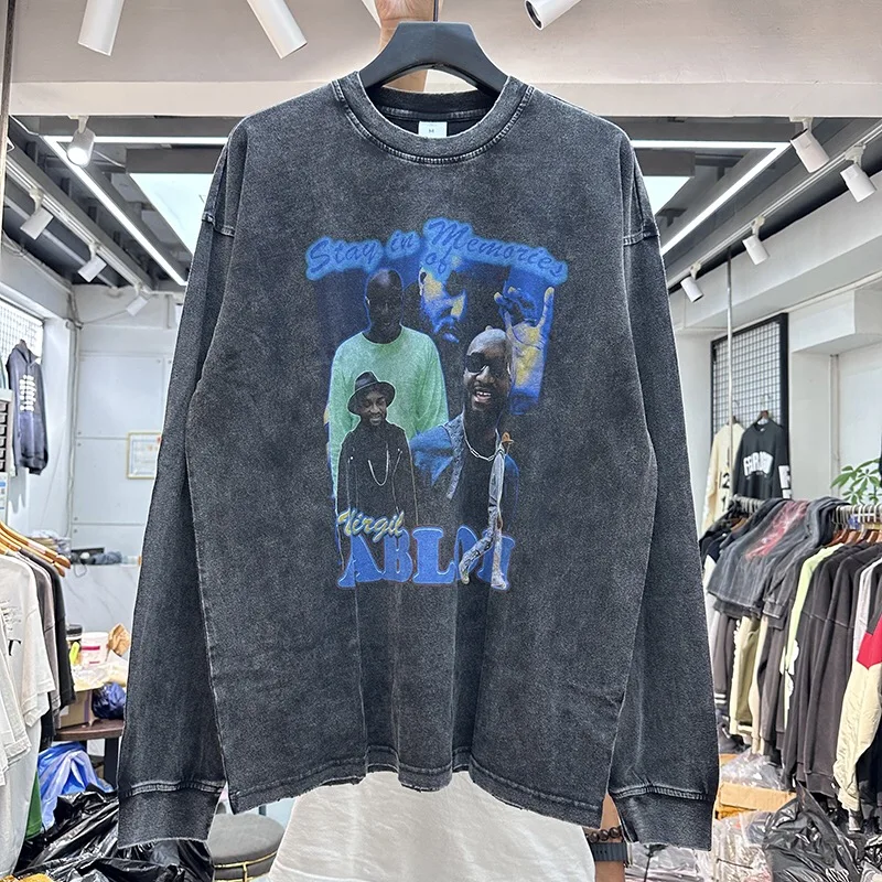 

Wash printed long-sleeved shirt