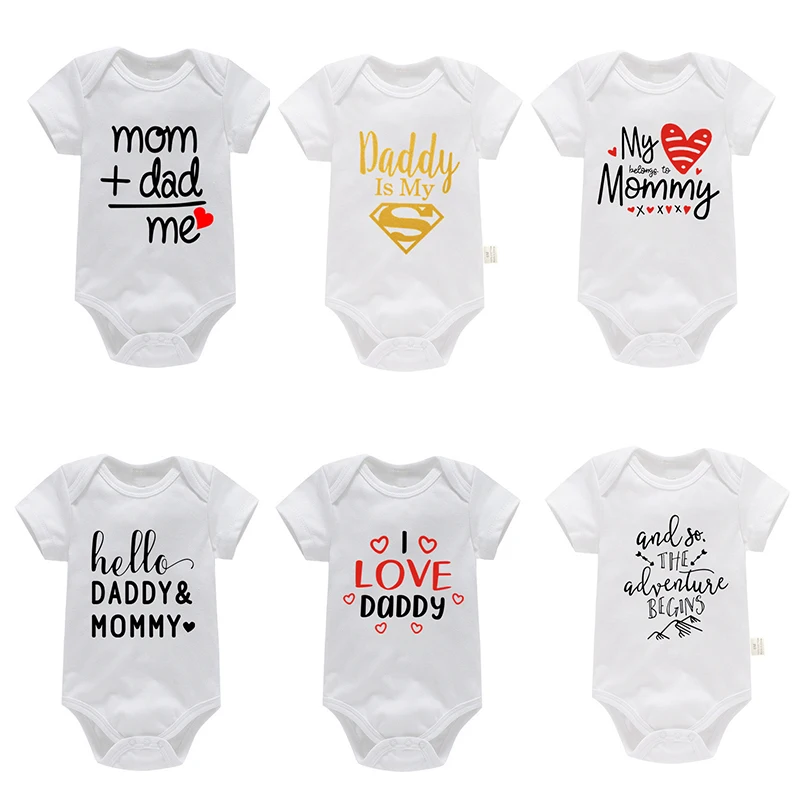 3 шт. одежда для новорожденных 100% хлопок комбинезоны с буквенным принтом Love Daddy Mommy