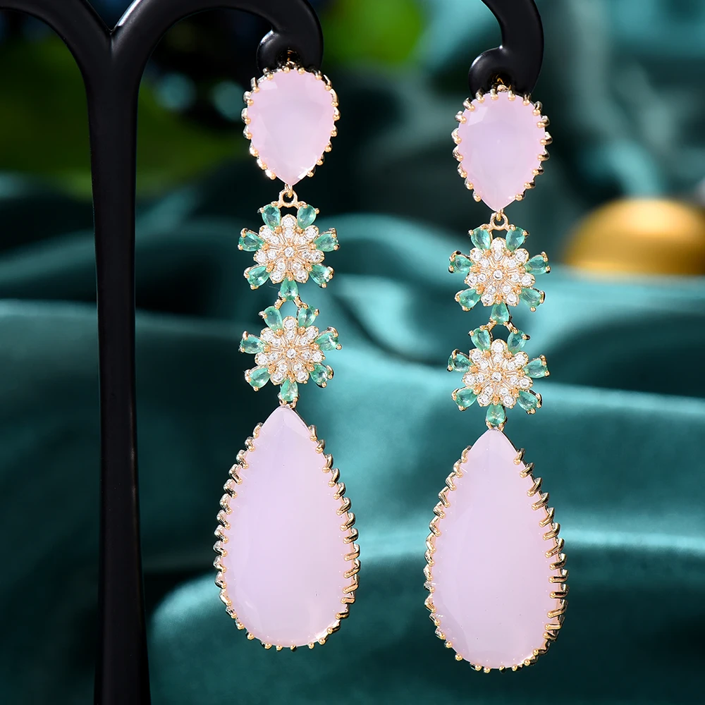 Женские серьги-подвески Siscathy, Длинные свадебные серьги с кристаллами и фианитом, Ювелирное Украшение для костюма, лето