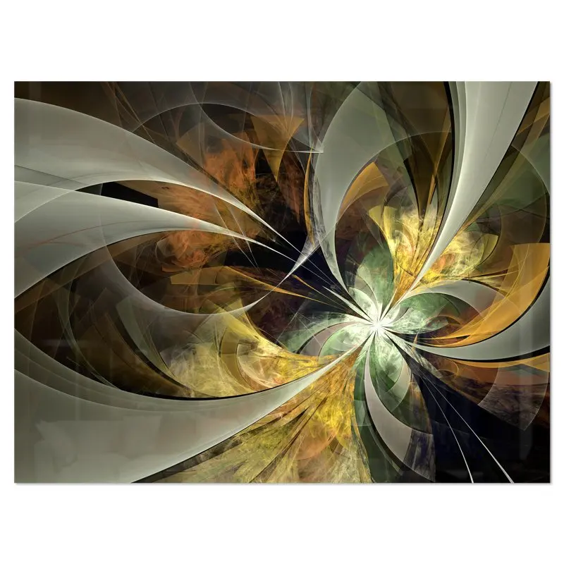 

'Symmetrical Gold Fractal Flower' Metal Wall Art Living Room Interior Home Decoration