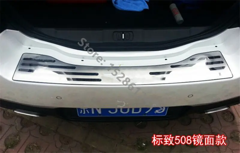 

CAR ACCESSORIES FOR 2011-2014 PEUGEOT 508 REAR BUMPER PROTECTOR STEP PANEL BOOT COVER SILL PLATE TRUNK TRIM ACCESSORIES